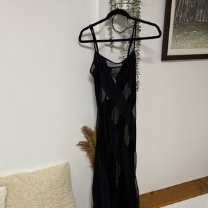 Frederick's of Hollywood Black Mesh Maxi Dress